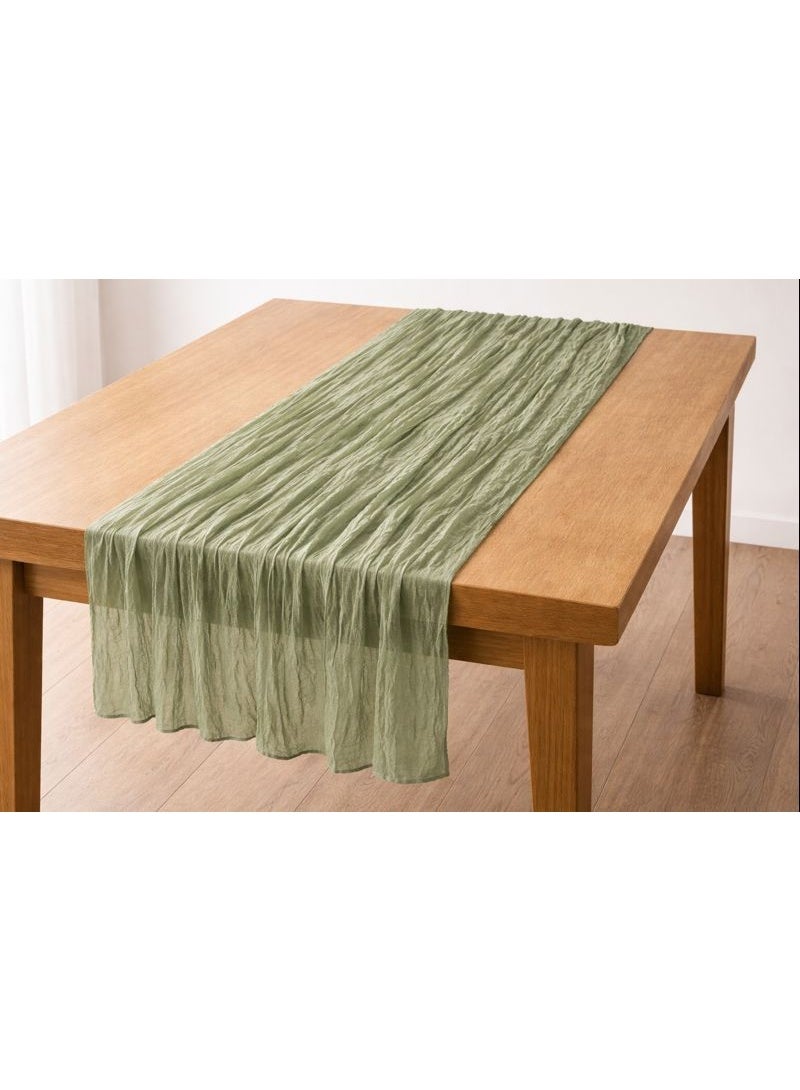 Pleated Gauze Bohemian Table Runner for Ramadan decor, Wedding Decor, Country Style Dining Table, Parties & Restaurant Decoration - Image 1